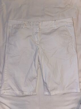LOFT White Bermuda Shorts with Belt Loops